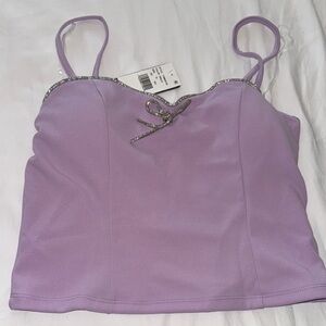 Purple Crop Tie Front Camisole
